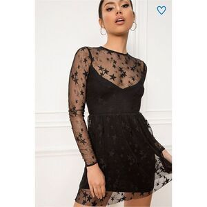 by the way. abel sheer skater dress in Black Star